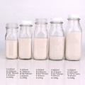 empty 1liter 1000ml clear square glass milk bottles for Storing Milk Juice Water with tamper proof lids